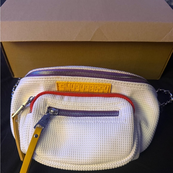 Steve Madden Handbags - Steve Madden White and Purple BeltBag with Red Accents